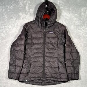 Patagonia Down Sweater Hoody Jacket Womens XS Black Puffer Hi Loft *FLAWS
